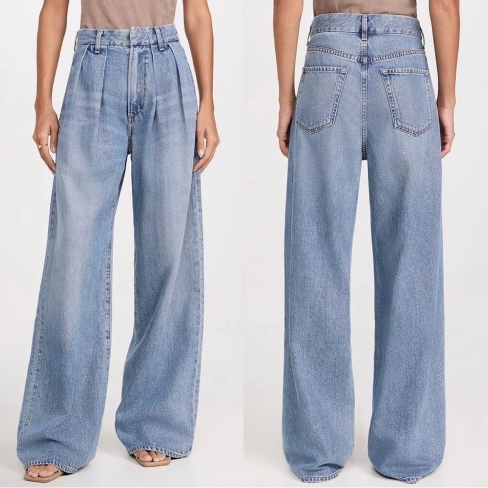 NWT Citizens of Humanity Petra Blue Pleated Wide Leg Jean Trouser in Nensi 32